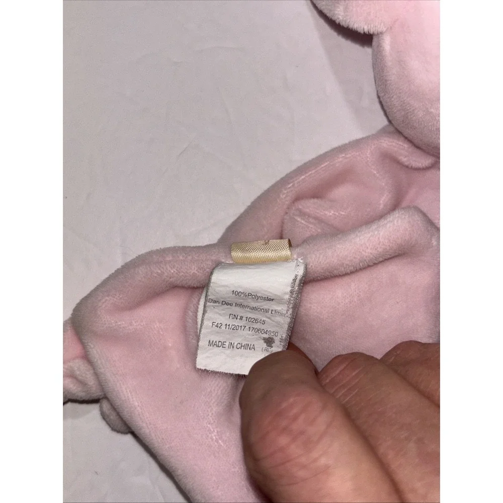 Dan Dee Pink Bunny Rabbit Rattle Security Blanket Lovey Satin Ears 9